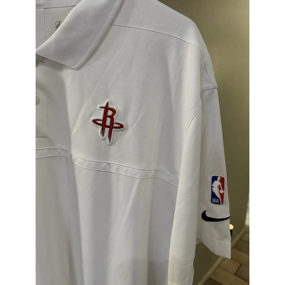 Nike Houston Rockets Mens XL Staff Short Sleeve White Dri Fit Polo NWT